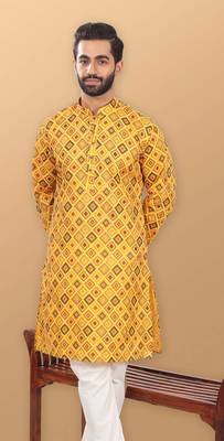 Mahadev ethnic traditional men's kurta pyjama set - elegant & comfortable ethnic wear (2pc set) - gold 5
