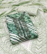 Manvaa women's sea green designer printed work printed dupatta and bottom cotton dress material