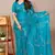 Turquoise Chiffon Geometric Print Saree With Unstitched Blouse Piece