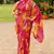 Pink Georgette Geometric Print Lace Border Saree With Unstitched Blouse Piece