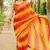 Orange Georgette Geometric Print Lace Border Saree With Unstitched Blouse Piece