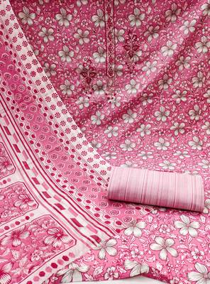 Manvaa women's pink designer printed work printed dupatta and bottom cotton dress material 2