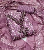 Manvaa women's purple designer printed work printed dupatta and bottom cotton dress material
