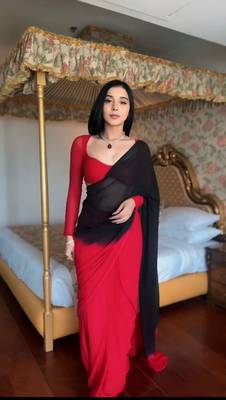 Pure Georgette Fabric Padding Print Ready To Wear Saree With Un-Stitched Blouse 3