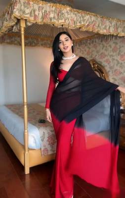 Pure Georgette Fabric Padding Print Ready To Wear Saree With Un-Stitched Blouse 5