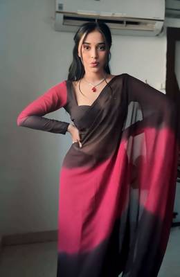 Pure Georgette Fabric Padding Print Ready To Wear Saree With Un-Stitched Blouse 4