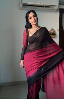 Pure Georgette Fabric Padding Print Ready To Wear Saree With Un-Stitched Blouse 5