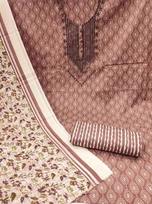 Manvaa women's peach designer printed work cotton dress material 2