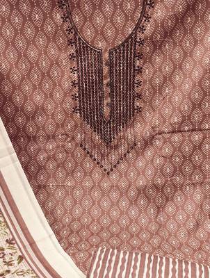 Manvaa women's peach designer printed work cotton dress material 4