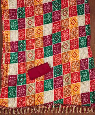 Manvaa women's purple designer multi embrodiery printed dupatta cotton dress material 4