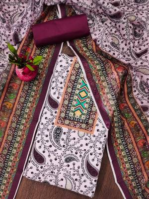 Manvaa women's multi designer printed work slub cotton dress material 3
