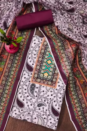 Manvaa women's multi designer printed work slub cotton dress material