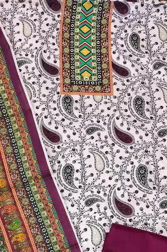 Manvaa women's multi designer printed work slub cotton dress material