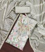 Grey Muslin Digital Printed Unstitched Dress Material