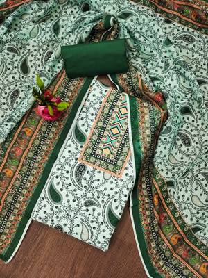 Manvaa women's multi designer printed work slub cotton dress material 1