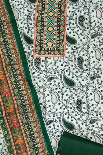 Manvaa women's multi designer printed work slub cotton dress material