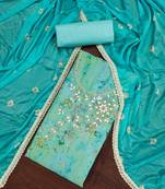 sky blue cambric printed unstitched dress material