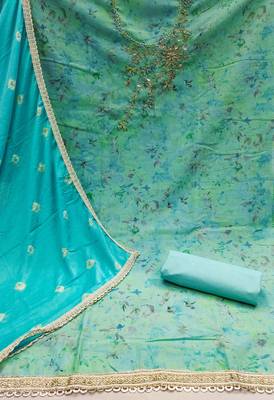 sky blue cambric printed unstitched dress material 3