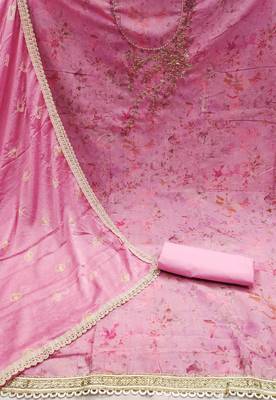 Pink Cambric Printed Unstitched Dress Material 3