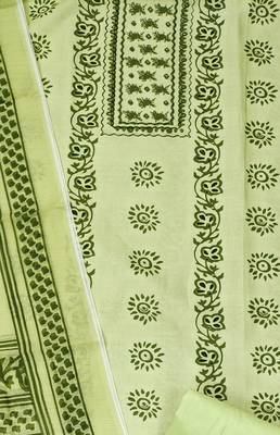 Manvaa women's green fancy print work cotton dress material 4