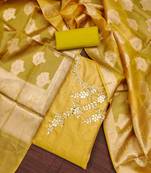 Yellow Viscose Unstitched Dress Material