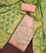 Peach Cotton Chanderi Unstitched Dress Material