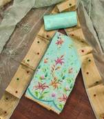 Mint Organza Position Work Unstitched Dress Material