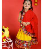 Banjara India Kutch Work Embroidered Girls Lehenga Choli Set with Dupatta (CC-DMN) - Yellow