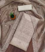 Women's grey unstitched heavy thread sequence embrodiery and fancy border dupatta oraganza dress material