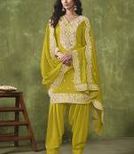 Yellow Chanderi Silk Embroidered Punjabi Salwar Suit
