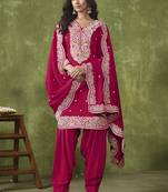 Rani pink chanderi silk embroidered Punjabi salwar suit