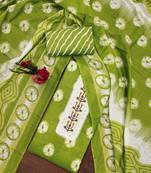 Manvaa women's green unstitched fancy print work pc cotton dress material (mt533grn)