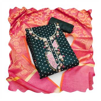 Manvaa women's black designer weaving, handwork modal butti cotton dress material 3