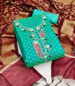 Manvaa women's green designer weaving, handwork modal butti cotton dress material