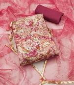 Manvaa women's multi unstitched designer digital print, handwork p v roman dress material