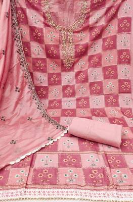 Manvaa women's multi heavy position sequence dupatta maslin cotton dress material 2