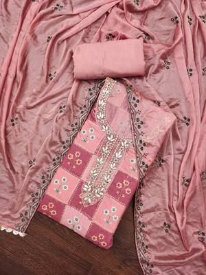 Manvaa women's multi heavy position sequence dupatta maslin cotton dress material 5