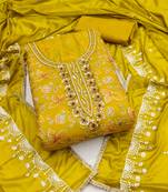 Manvaa women's light green unstitched heavy position sequence viscose organza dress material 