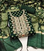 Manvaa women's green unstitched designer weaving banarasi jacquard dress material (msmfc11376b)