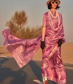 Mulberry Tussar Silk Zari Woven With Digital Print Saree With Blouse