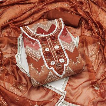 Manvaa women's multi heavy position sequence dupatta organza dress material 1