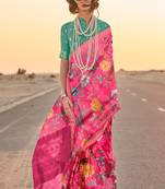 Ranipink Tussar Silk Zari Woven With Digital Print Saree With Blouse
