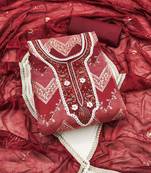 Manvaa women's multi unstitched heavy position sequence embroidered dupatta organza dress material