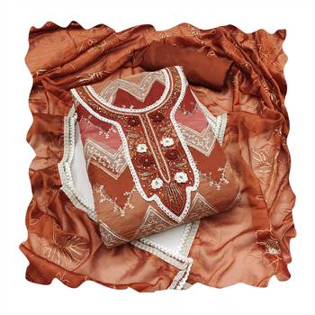 Manvaa women's multi heavy position sequence dupatta organza dress material 3