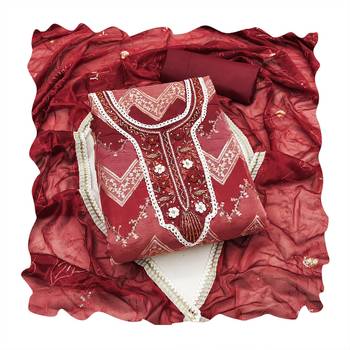 Manvaa women's multi heavy position sequence embroidered dupatta organza dress material 3