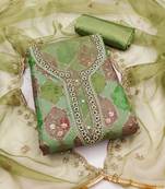 Manvaa women's multi unstitched heavy position sequence embroidered dupatta organza dress material 