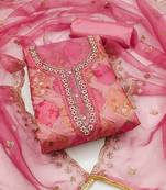 Manvaa women's multi unstitched heavy position sequence embroidered dupatta organza dress material 