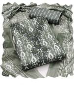 Manvaa women's dark grey unstitched designer printed work printed dupatta and bottom cotton dress material