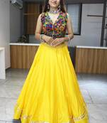 Riya Sadi Yellow Coloured Rayon Cotton Gamthi work and Mirror Work Lehenga Choli With Gota Patti
