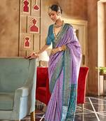 Lavender silk blend Blend Patola Saree With Unstitched Blouse Piece